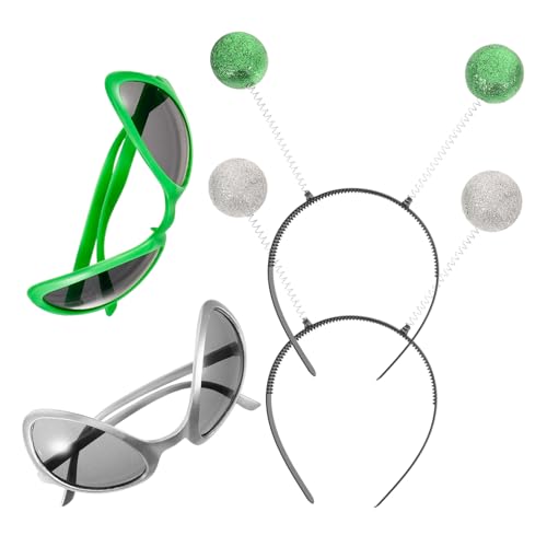 WEKAMOS Außerirdisches Kostüm Teilig mit Silber Grünem Stirnband und Brille Kreative Party Accessoires für Halloween Festival Cosplay und Urlaub Modisch und Originell WEKAMOS Außerirdisches Kostüm Teilig mit Silber Grünem Stirnband und Brille Kreative Party Accessoires für Halloween Festival Cosplay und Urlaub Modisch und Originell von WEKAMOS