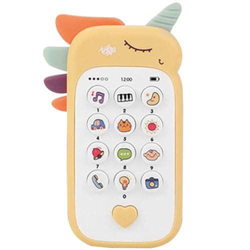 WEKAMOS Babyspielzeug Handy für Kleinkinder Musikalisches Lernspielzeug Gelb für Frühe Entwicklung von Hand Augen Koordination und Sprachverständnis ohne Batterien von WEKAMOS