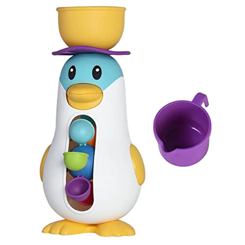 WEKAMOS Badespielzeug Pinguin Windmühle Badewannenspielzeug Cartoon Wasserspielzeug für Kleinkinder Sicher Glatte Oberfläche Lustiger Badespaß für Jungen Mädchen von WEKAMOS