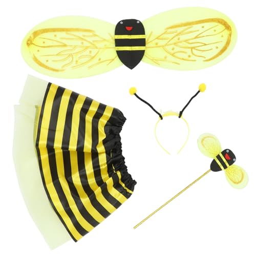 WEKAMOS Bienenkostüm Set für Flügeln Rock und Haarreif Lebhaft Gelbes Party Kostüm für Tanzaufführungen Auffällige Bienen Design Accessoires für Karneval und Cosplay von WEKAMOS