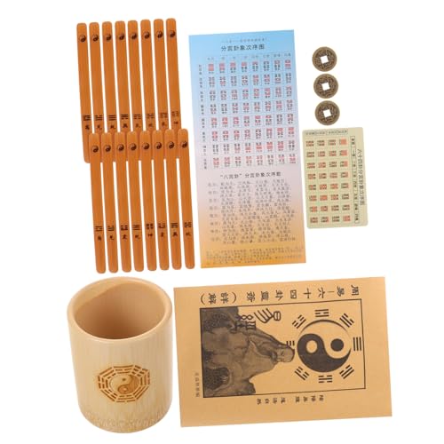 WEKAMOS Chinesisches Bambus divinationsset mit Glücksstäbchen Kompakt und Leicht Glatt Poliert Vielseitig für Tai Chi Wahrsagerei und Dekoration Inklusive Anleitung für Anfänger von WEKAMOS