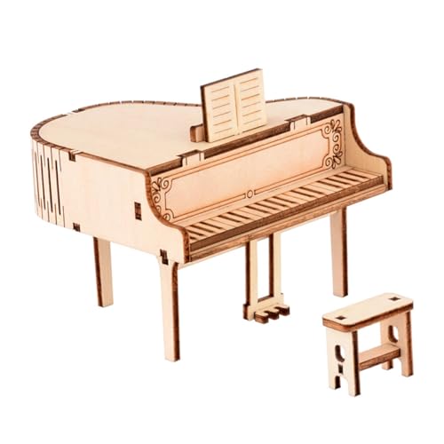 WEKAMOS DIY Holzpuzzle Spieluhr Klavier Modell aus Holz Umweltfreundliches Langlebiges Baukastenspielzeug für Kreatives Lernspielzeug Dekoration von WEKAMOS
