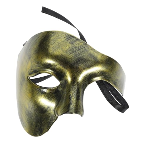 WEKAMOS Delikate Halbgesichtige Maskerade Maske Vintage Goldfarbene Party Dekorative Halloween Requisite mit Verstellbaren Bändern für Karneval Kostüm Cosplay von WEKAMOS