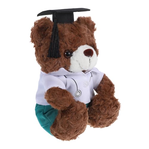 WEKAMOS Doktorabschlussbär Kuscheltier Grad-Puppe Absolvent Stofftier Diplom-Bär Plüsch für High-School-Absolventen Doktorbär-Abschluss High-School-Abschlussbär PP Baumwolle Brown von WEKAMOS