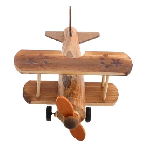 WEKAMOS Ebene Rustikale Holzdeko Holzflugzeug Deko Handgemachtes Flugzeug Modell Holzkunst Flugzeug Flugzeugfigur aus Holz Kleines Flugzeugspielzeug Flugzeugdekor hölzern Light Brown von WEKAMOS
