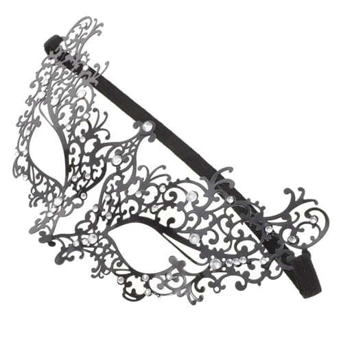 WEKAMOS Eiserne Halloween Halbgesichtsmaske Damen mit Weißem Strass Sichere Kreatives Cosplay Partyzubehör für Karneval Kostümbälle und Musikfestivals von WEKAMOS