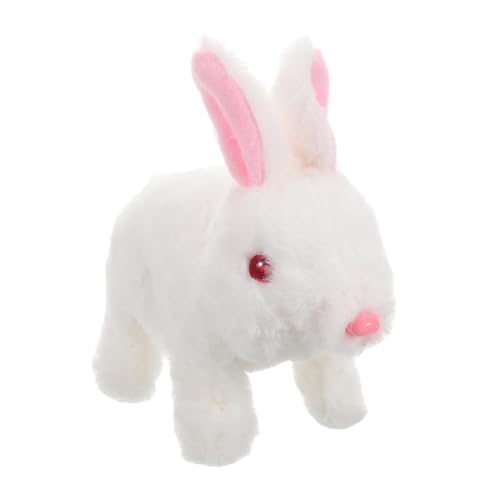WEKAMOS Elektrisches Plüsch Hasenspielzeug mit Leuchtenden Augen Interaktiver Laufender Hase für Sich Bewegendes Kinderfreundliches Stofftier für Mädchen und Jungen von WEKAMOS