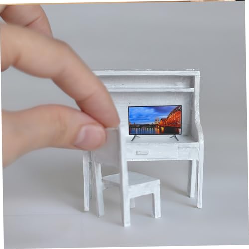 WEKAMOS Fernseher für Puppenhaus Dekoratives Accessoire mit Realistischen Details für Wohnzimmer Robustes Design Kompatibel mit Verschiedenen Puppenhaus Zubehörteilen für Kreative von WEKAMOS
