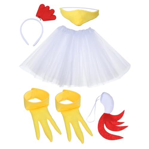 WEKAMOS Festliches Hühnerkostüm Set Teilig mit Weißem Feder Stirnband und Tutu Rock Bauernhof Cosplay Zubehör für Party Festival Halloween und Osterkostüm WEKAMOS Festliches Hühnerkostüm Set Teilig mit Weißem Feder Stirnband und Tutu Rock Bauernhof Cosplay Zubehör für Party Festival Halloween und Osterkostüm von WEKAMOS
