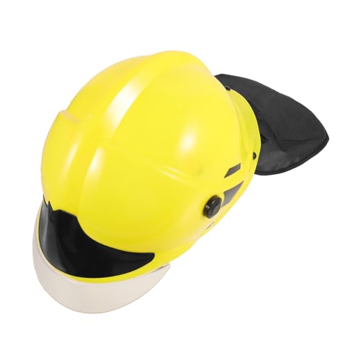 WEKAMOS Feuerwehrhelm Cosplay Feuerwehrmann Helm aus Kunststoff Feuerwehrchef Kostüm Zubehör für Bühnenauftritte und Halloween Party Gelb von WEKAMOS
