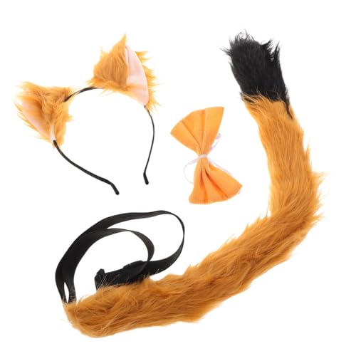 WEKAMOS Fuchsohren Stirnband Set Weiches Tierkostüm für Halloween Fasching Rollenspiel Cosplay mit Verstellbarem Kopfband und Niedlichem Kunstpelz design von WEKAMOS