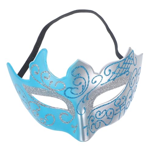 WEKAMOS Halbgesichts Maske Silber blau Cosplay Maskerade Party Halloween Maske für Damen Herren Wiederverwendbar Leicht Material für Karneval Kostüm Bälle und Maskenball von WEKAMOS