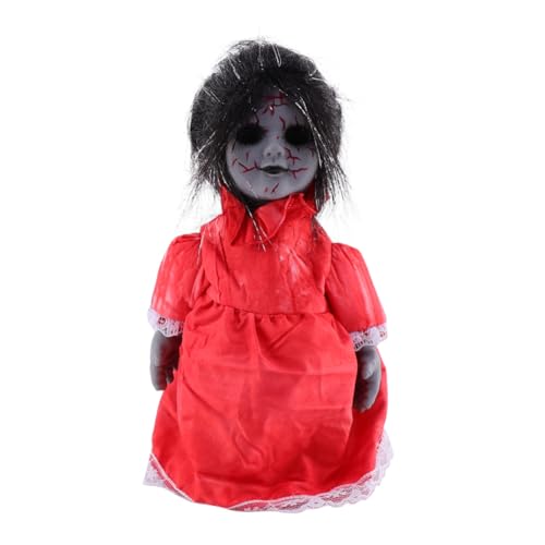 WEKAMOS Halloween Gruselige Voice Activated Geisterpuppe mit Leuchtaugen Automatische Gehfunktion und Soundeffekt Bewegungsgesteuerte Horror Deko für Party und Spukhaus ohne Batterie von WEKAMOS