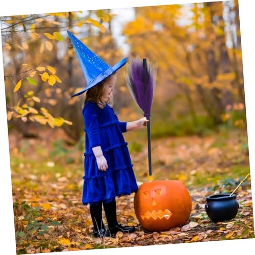 WEKAMOS Halloween Hexenbesen Kunststoff mit Netzdesign Leichter Hexenbesen als Kostümdeko und Requisite für Cosplay Party Accessoire für Halloween Verkleidung Farbauswahl Zufällige Farbe von WEKAMOS