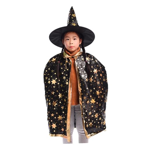 WEKAMOS Halloween Umhang mit Kapuze Fünf Sterne Cloak Cape für Cosplay und Bühnenauftritte Unisex für Kostümpartys und Festlichkeiten von WEKAMOS