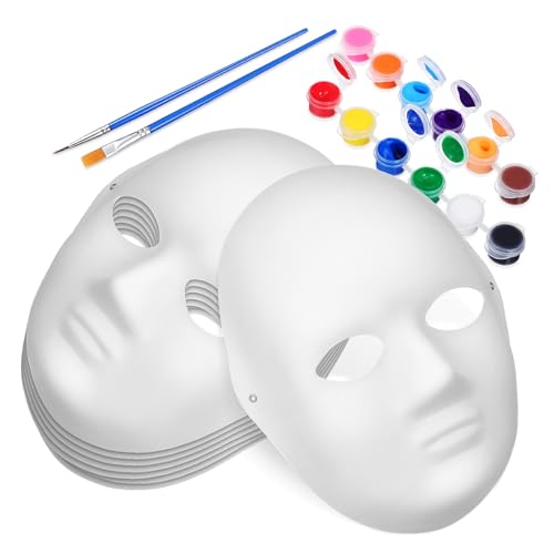 WEKAMOS Handbemalte Masken -Set Masken verkleiden leer für unbemalte Maskerade zum schmücken bemalbare zum Dekorieren Kinderkostüme Maske Papier Weiß von WEKAMOS