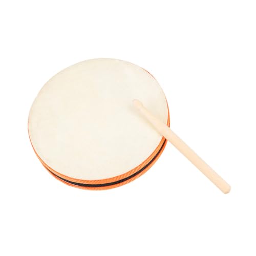WEKAMOS Handgefertigte aus Holz mit Doppelseitigem Schaffell sowie Trommelstöcken Kindersicheres Percussion Instrument für Frühe Musikalische und Motorische Entwicklung Ab Jahr von WEKAMOS