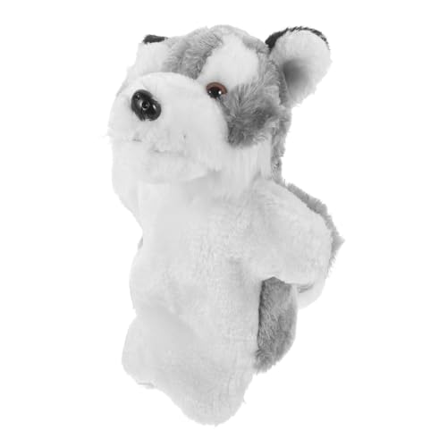 WEKAMOS Handpuppe Wolf Plüschtier aus Weichem Sicherem Material Kuscheliger Handspielpuppe für Interaktives Geschichtenerzählen und Frühkindliche Bildung Graue Tierfigur von WEKAMOS