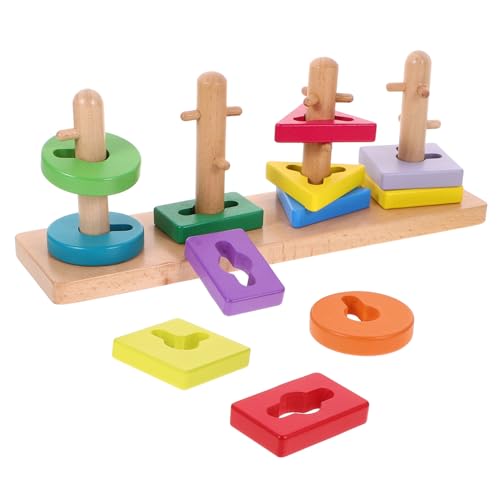 WEKAMOS Holz Geometrische Formen Steckspiel Set Lernspielzeug für Kleinkinder Teiliges Langlebiges Bauklötze Puzzle Fördert Logisches und Eltern Junge Mädchen Interaktion Sichere Glatte von WEKAMOS