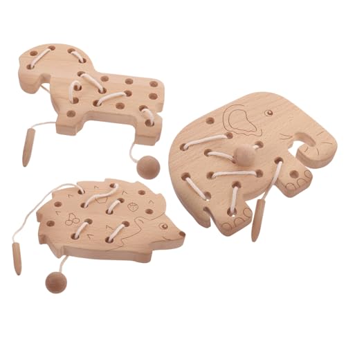 WEKAMOS Holz Lacing Toy für Kleinkinder Montessori Lernspielzeug Motorikförderndes Fädelspielzeug Tier und Blattmotiv Pädagogisches Holzspielzeug Ab Jahr von WEKAMOS