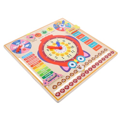 WEKAMOS Holz Lernuhr mit Eulenmotiv Buntes Lernspielzeug zur Wochentags-erkennung Pädagogische Lernuhr für Jungen und Mädchen Logik und Kreativität Robustes Holzspielzeug von WEKAMOS