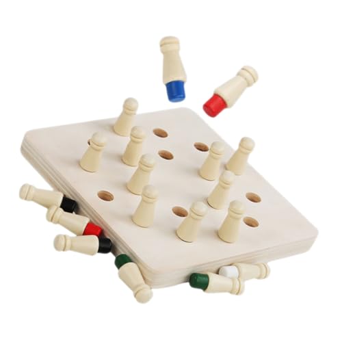 WEKAMOS Holz Memory Schachspiel für Kleines Buntes Lernspielzeug zur Frühkindlichen von Konzentration und Gedächtnis Pädagogisches für Jungen und Mädchen Ab Jahren von WEKAMOS