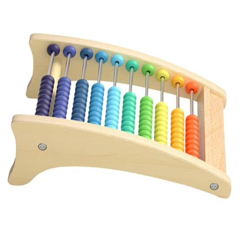 WEKAMOS Holz Rechenrahmen Montessori Rechenhilfe für Mathematisches Lernspielzeug zur Addition und Subtraktion mit Bunten Perlen für Gehirnentwicklung und Zählübungen von WEKAMOS