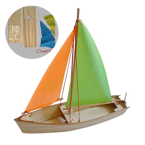 WEKAMOS Holz Segelboot DIY Bausatz aus Holz für Pädagogisches Hand-Auge-koordination und Kreativität Handgefertigtes Modell Farblich Sortiert ohne Klebstoff Zufällige Farbe von WEKAMOS
