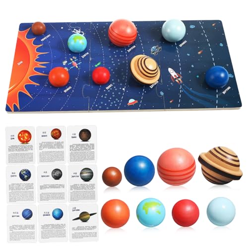 WEKAMOS Holz Solar System Puzzle für Pädagogisches Planetenmodell Langlebiges Sonnensystem Sicher und Einfach Zusammenzubauen für Vorschule und Weltraumlernen von WEKAMOS