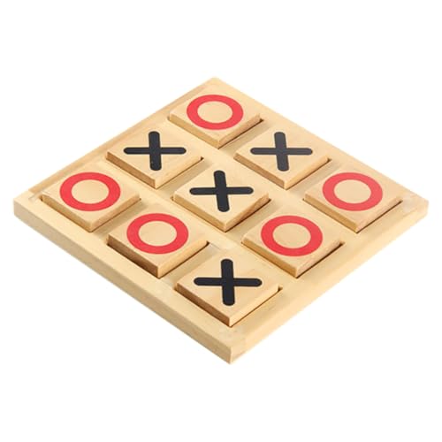WEKAMOS Holz Toe Spiel Set Schachbrett Lernspielzeug aus Sicherem Holz für Logisches Familieninteraktives Gesellschaftsspiel Geeignet für Jungen Mädchen von WEKAMOS