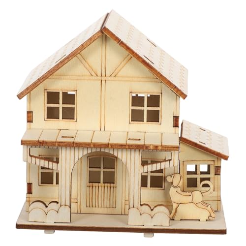 WEKAMOS Holzhaus Modellbaukasten mit LED Beleuchtung DIY Holz Puzzle aus Stabilem Holz Innovatives Bastelset für Erwachsene Dekoratives Miniatur Gartenhaus für Zuhause von WEKAMOS
