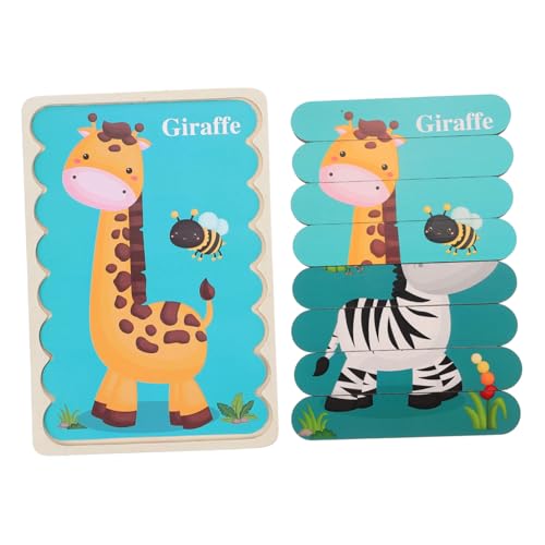 WEKAMOS Holzpuzzle Seitig Bedruckt mit Zebra und Giraffe Sicheres Lernspielzeug für Kleinkinder Ab Jahren Fördert Formenerkennung und Hand Auge Koordination Kreatives Montessori von WEKAMOS