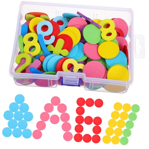 WEKAMOS Holzspielzeug Montessori Zahlen Lernspiel für Kleinkinder Scheiben mit Rechenzeichen Pädagogisches Lernspielzeug für Vorschule Aufbewahrungsbox Farb und Zahlen Erkennen von WEKAMOS