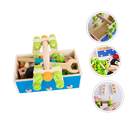 WEKAMOS Holzspielzeug Schrauben Werkzeugkasten Multifunktionale Simulation Handliches Lernspielzeug für Jungen und Mädchen Sicherer Schrauben Bausatz aus Glattem Holz Fördert Feinmotorik von WEKAMOS