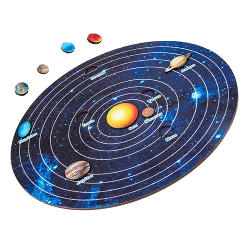 WEKAMOS Holzspielzeug Sonnensystem Puzzle mit Planeten Lernspielzeug für Sicherer Glatter Solar System Steckpuzzle Fördert Kognitive Fähigkeiten und Motorische Entwicklung von WEKAMOS