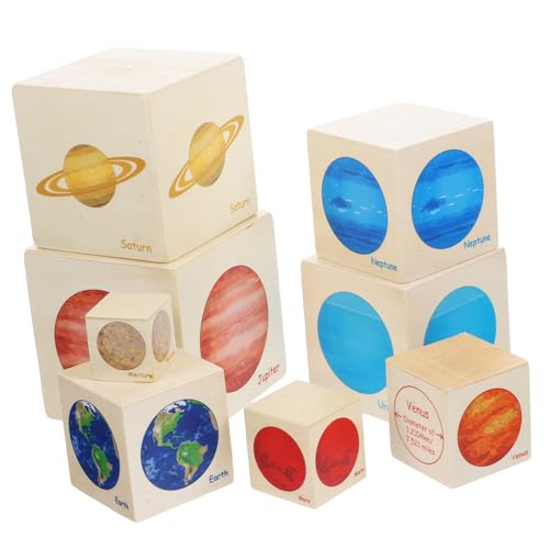 WEKAMOS Holzspielzeug Stapelspielzeug Montessori Lernspielzeug für Kreative Entwicklung Planeten Stapelboxen Farbenfroh Sicher und Hautfreundlich Fördert Logisches Denken und von WEKAMOS