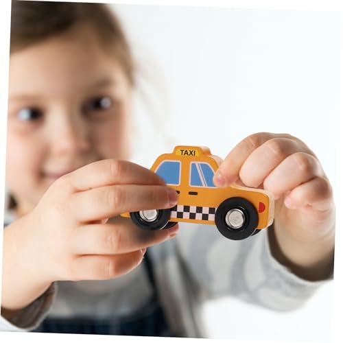 WEKAMOS Holzspielzeug Straßenfahrzeuge und Verkehrsschilder Teiliges Auto Sicheres Glattes Holz Lernspielzeug für Verkehrserziehung Pädagogisch für Jungen und Mädchen von WEKAMOS