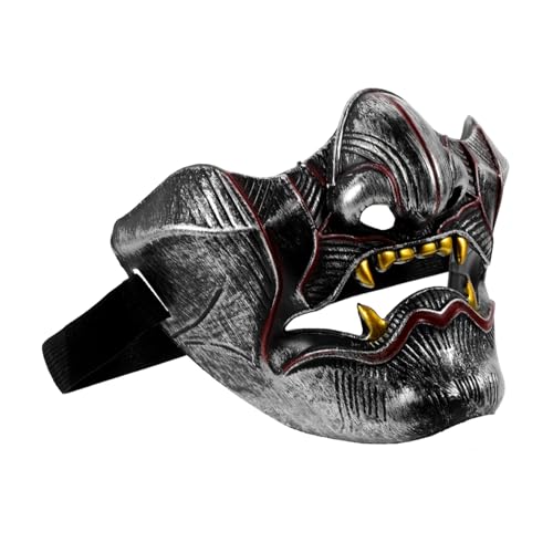 WEKAMOS Japanische Cosplay Maske Halbgesichts Samurai Hannya Maske aus Robustem für Halloween Party Requisit Unisex Kostüm Zubehör für Drama und Cosplay WEKAMOS Japanische Cosplay Maske Halbgesichts Samurai Hannya Maske aus Robustem für Halloween Party Requisit Unisex Kostüm Zubehör für Drama und Cosplay von WEKAMOS