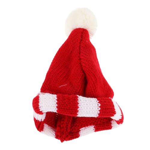 WEKAMOS Kleine Gestrickte Puppenmütze Rot Mini Accessoire für Puppen Niedliche DIY Bastelmaterialien Dekorative Handarbeitsmütze für Puppenzubehör und Festtagsdeko von WEKAMOS