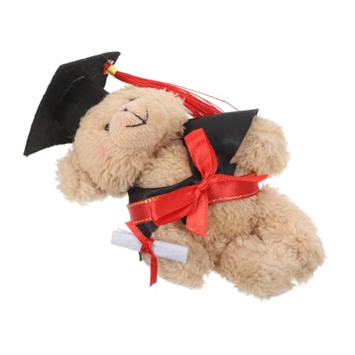 WEKAMOS Kleiner Plüschbär mit Doktorhut Brauner Abschlussbär als Gastgeschenk für Abschlussfeier Weiches Kuscheltier als Erinnerung und Dekoration für Abschlussstrauß von WEKAMOS
