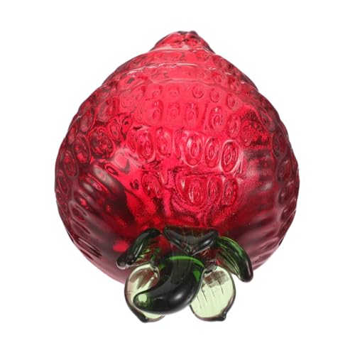 WEKAMOS Kristallornamente Künstliche Früchte Zur Dekoration Erdbeerornament Erdbeeren Fruchtförmige Ornamente Kristallfigur Kristallgemüsestatue Vintage Heimdekor Rotes Glas von WEKAMOS