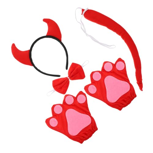 WEKAMOS Kuhhörner Stirnband Set aus Weichem Baumwollmaterial mit Handschuhen und Bequem und Hautfreundlich Party Kostümzubehör für Halloween Karneval und Bühnenauftritte von WEKAMOS