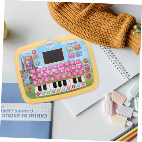 WEKAMOS LED spanisch Lerntablet für Kleinkinder Interaktives Lernspielzeug mit Musik und Buchstabierfunktion Pädagogisches Zweisprachiges Lernpad Altersgerechtes Spanisch Lerngerät Gelb von WEKAMOS
