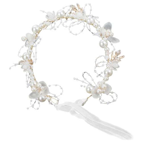 WEKAMOS Leichtes Bequemes Blumen Perlen Stirnband für Mädchen und Frauen Zartes Haaraccessoire für Hochzeit Geburtstag Party und Fotoshooting Eleganter Blumenkranz für Festliche Anlässe von WEKAMOS