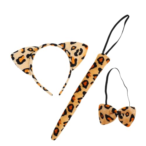 WEKAMOS Leopardenohren Stirnband Set mit Fliege und Weiches Kostüm Zubehör für Partys Karneval Halloween und Cosplay Bequem und Hautfreundlich Langlebig für Mädchen Verkleidung von WEKAMOS