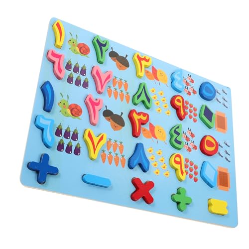 WEKAMOS Lernspielzeug Arabisches Zahlenpuzzle Holzpuzzle für Kleinkinder Montessori Frühe Bildung Form und Zahlenerkennung Pädagogisches Steckpuzzle für Vorschule Mittel Blau von WEKAMOS