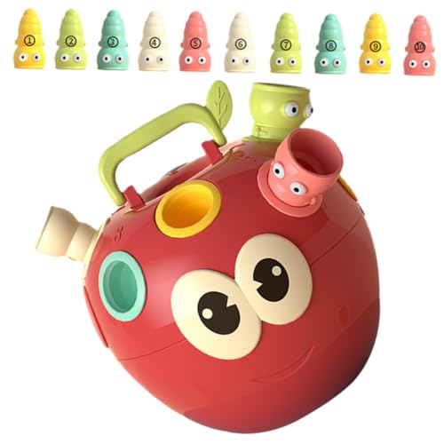 WEKAMOS Lernspielzeug Zahlen und Farb Matching Spiel Apfel mit Farbigen Würmern Montessori Förderndes Vorschulspiel für Kleinkinder zur Entwicklung von Hand Auge Koordination und von WEKAMOS