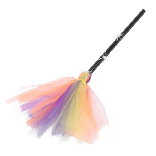 WEKAMOS Leuchtender Halloween Hexenbesen mit Spinnennetz Langlebiges Party Accessoire für Innen und Außendekoration Requisit für Hexen Cosplay und Gruselige Festgestaltung von WEKAMOS