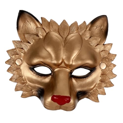 WEKAMOS Löwenmaske aus Umweltfreundlichem PU für Halloween Cosplay Party Masquerade Atmungsaktiv mit Augenlöchern Goldfarben Dekorativ für Festival Tanzveranstaltungen von WEKAMOS
