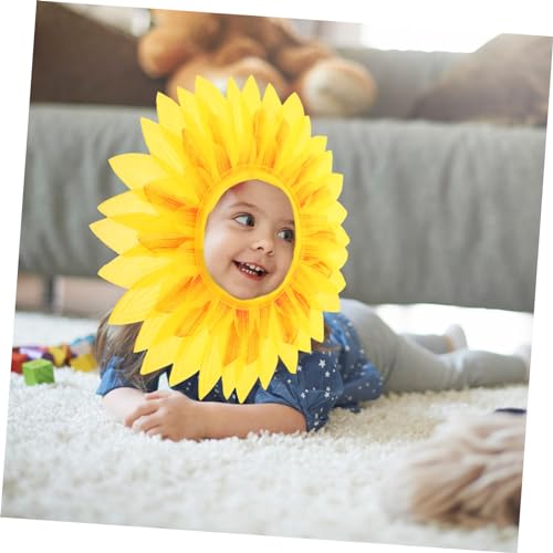 WEKAMOS Lustige Sonnenblumen Kopfbedeckung Leichte Hautfreundliche Huthaube Realistische Blumenoptik für Halloween Fasching Cosplay Tanzparty Kinderspiele Fotografie von WEKAMOS